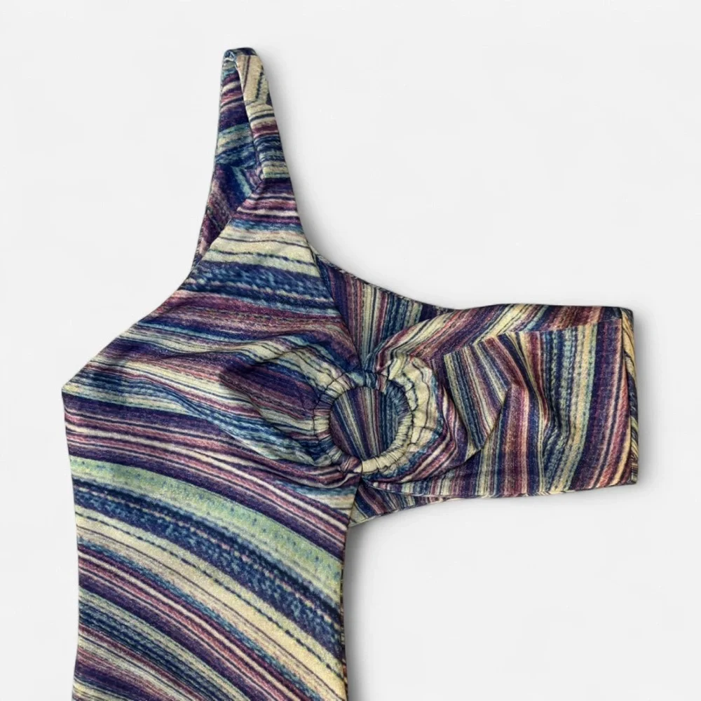 Frankie’s Bikinis Seraphina One Piece Cutout Swimsuit Colorful